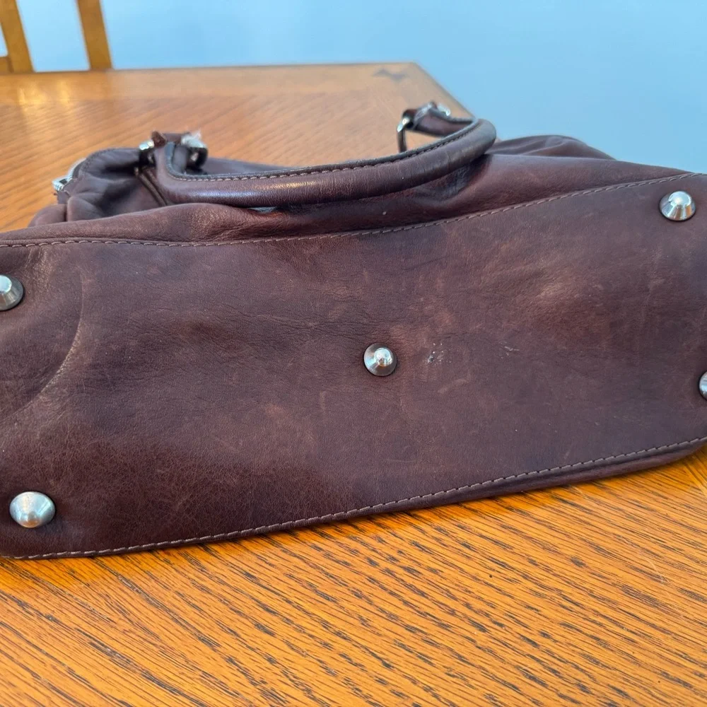 Elegant Brown Leather Handbag - Made in Italy - Picture 8 of 9
